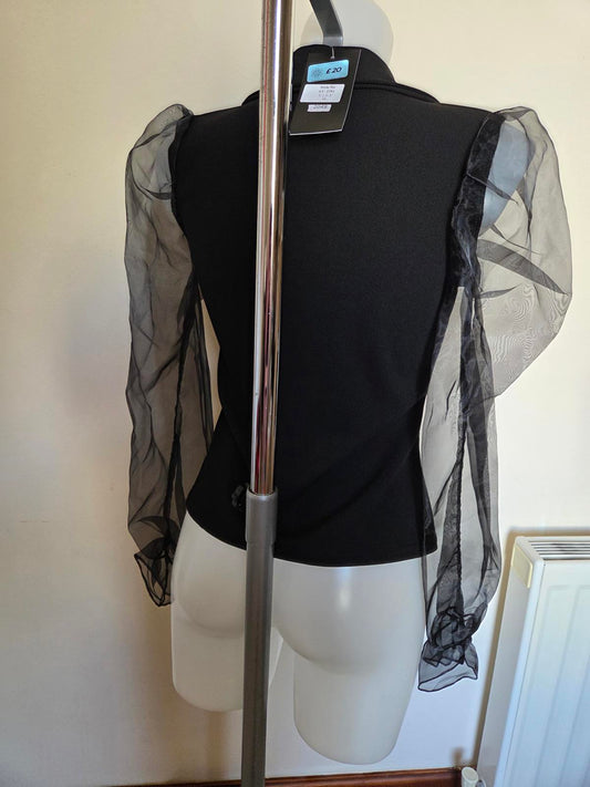 Size 10 Black Blazer with sheer long sleeve 2049