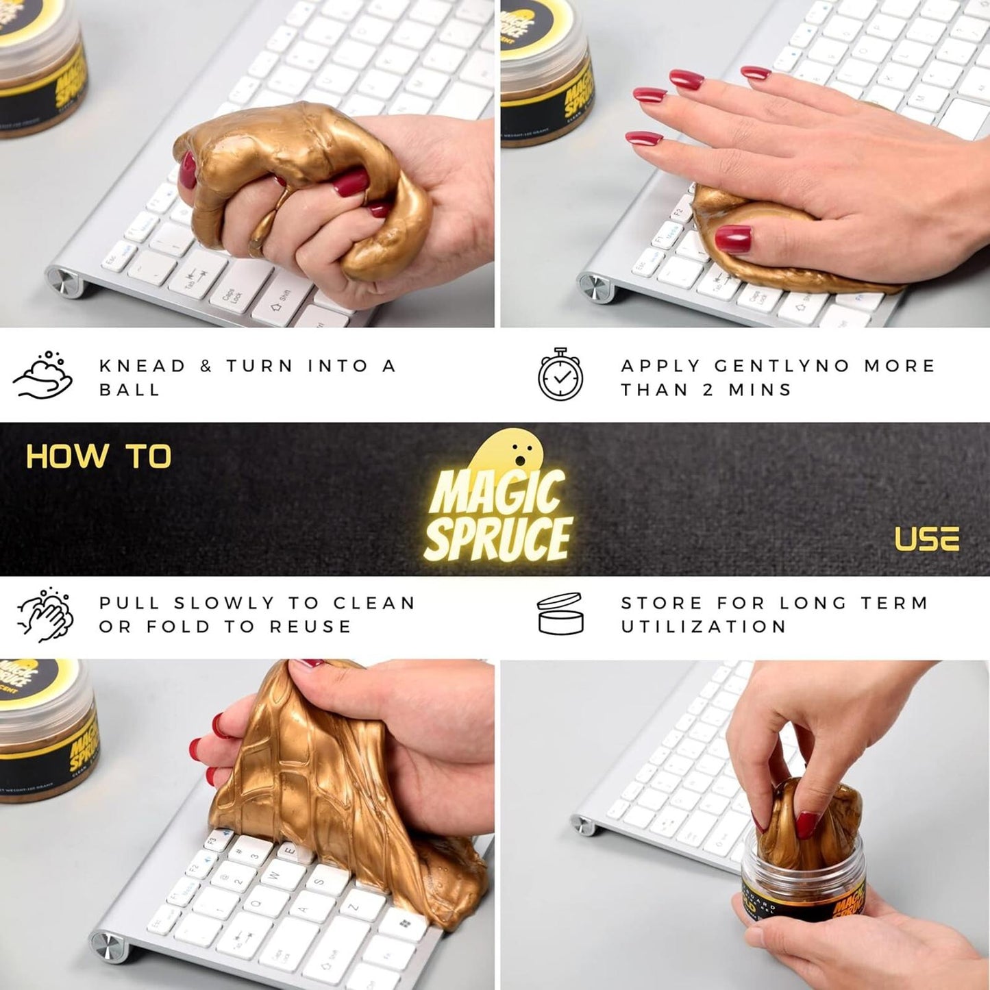 ToysButty Cleaning Gold Gel Putty Non Sticky Car Interior keyboard Rose Scented