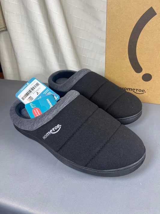 HomeTop Men's Quilted Slippers Cosy Soft Non-Slip De Velvet Memory Foam House Shoes Size 8-9