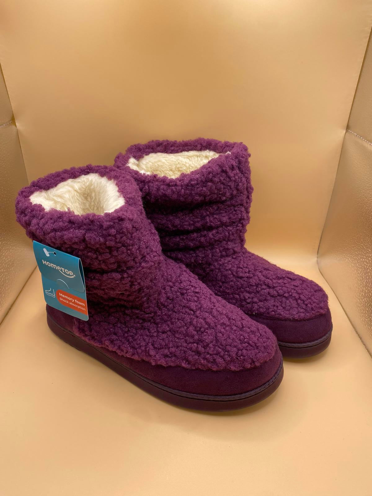 Womens Woolen Yarn Knit Bootie Slippers Fleece Memory Foam size 3 - 4 1222