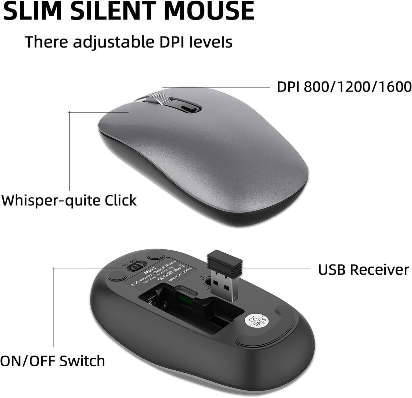 Cimetech Wireless Keyboard & Mouse Combo 2.4G Ultra-Thin Grey