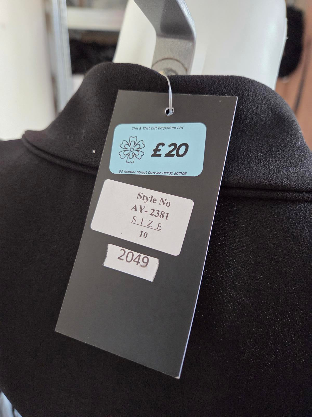 Size 10 Black Blazer with sheer long sleeve 2049