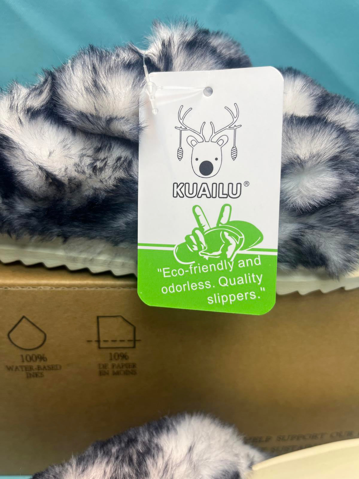 Women's Fluff Slippers Arch Support Platform Open Toe Faux Fur Sliders size 9 1415