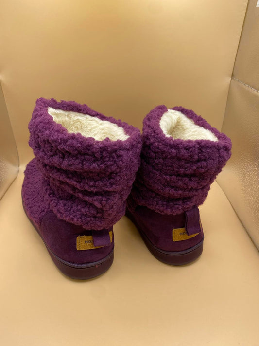 Womens Woolen Yarn Knit Bootie Slippers Fleece Memory Foam size 3 - 4 1222