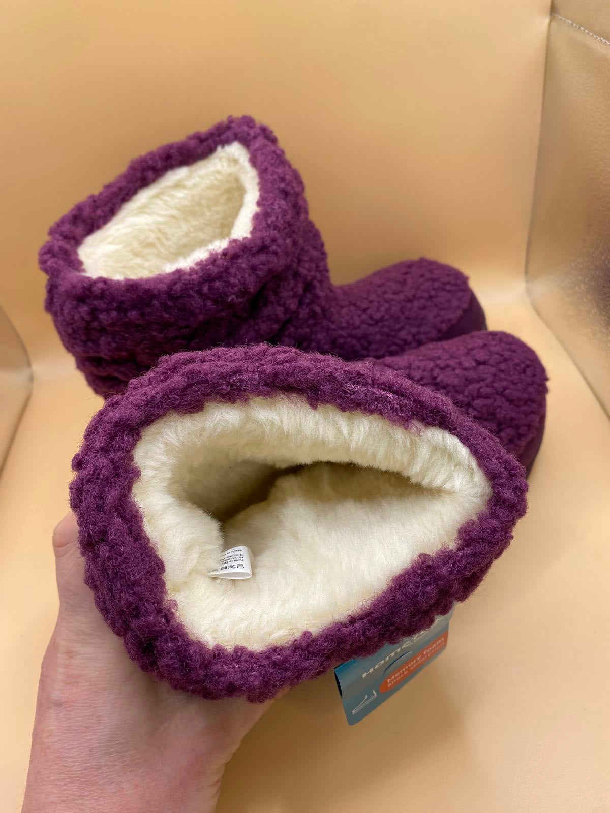 Womens Woolen Yarn Knit Bootie Slippers Fleece Memory Foam size 3 - 4 1222