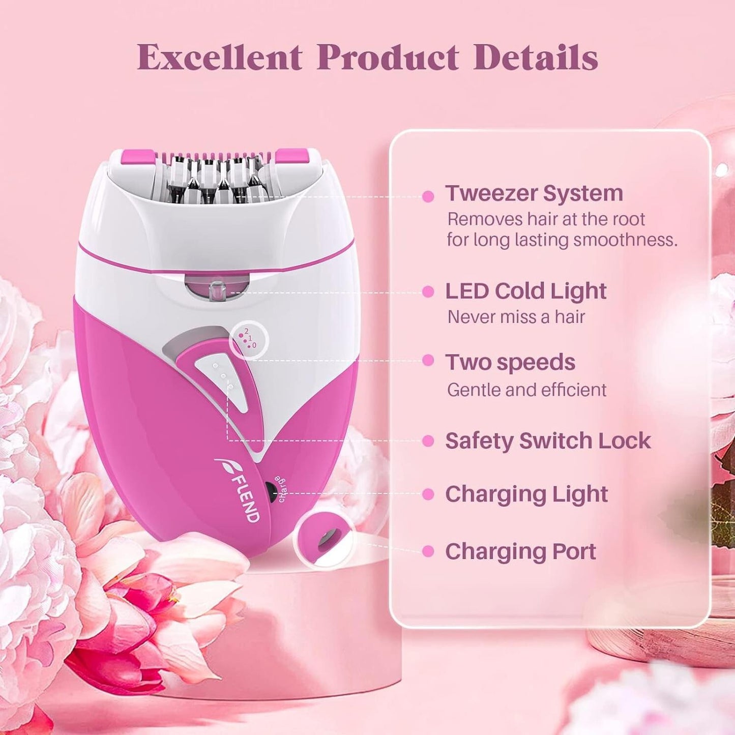 FLEND - Facial Hair Remover Smooth Glide Epilator for Women - NEW