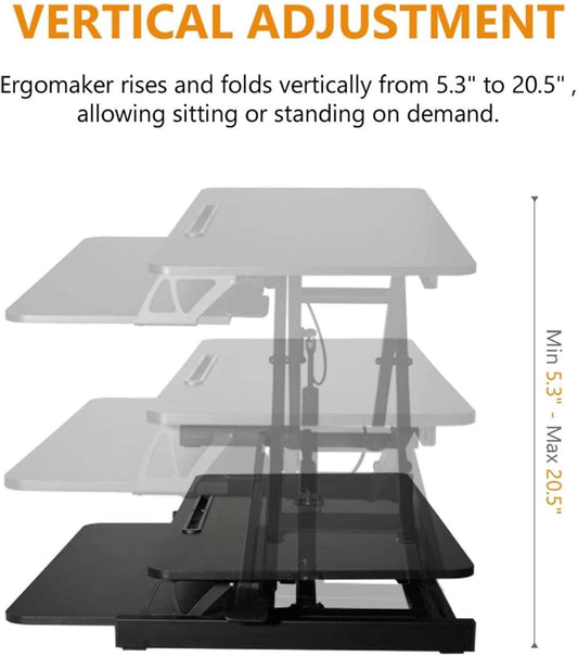 ERGOMAKER Height Adjustable Standing Desk Converter - 81cm (32 Inch)