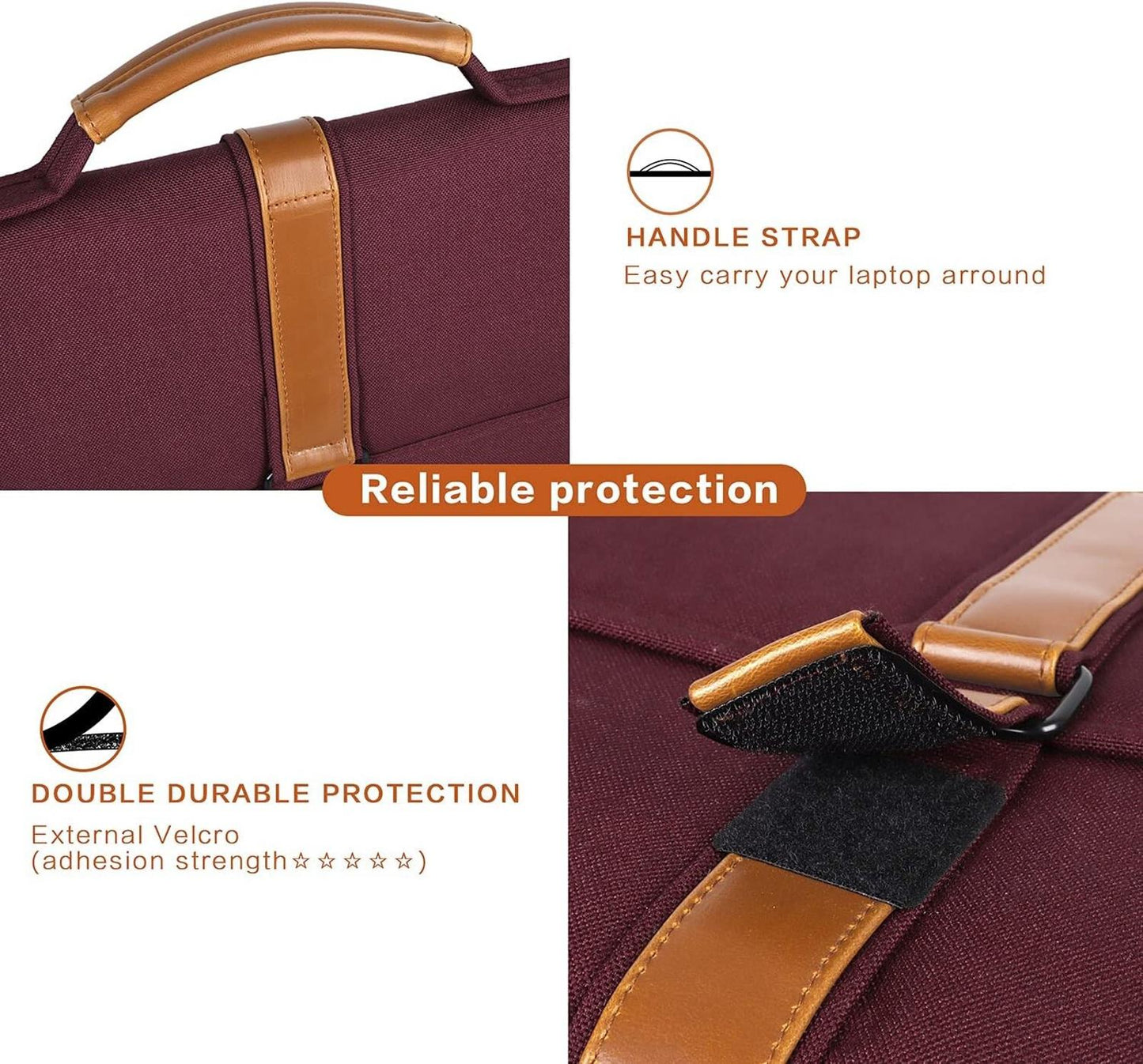DOMISO 15.6" Laptop Sleeve Case Bag Work Portable Lightweight purple canvas