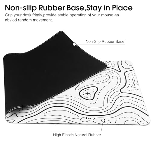 HoYiXi Mouse Pad for Home Office Work,Gaming Mouse Pad Desk Pad Soft Smooth Surface and Anti-Slip Rubber Base Waterproof Soft Cloth XX Mouse Mat 600 x 300 x 3MM,White|B0CMZPZ1NS