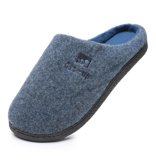 MISSRAIN Git-Up Memory Foam Rubber Sole FELT SLIPPERS size 3-4 Blue