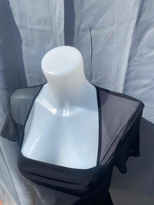 short sleeved body suit fishnet top 1185