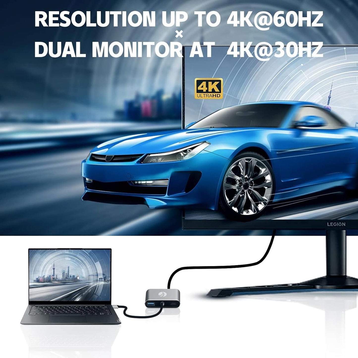 VCOM USB C to Dual HDMI Adapter MST, 4K@60Hz and Dual 4K@30Hz 100W PD