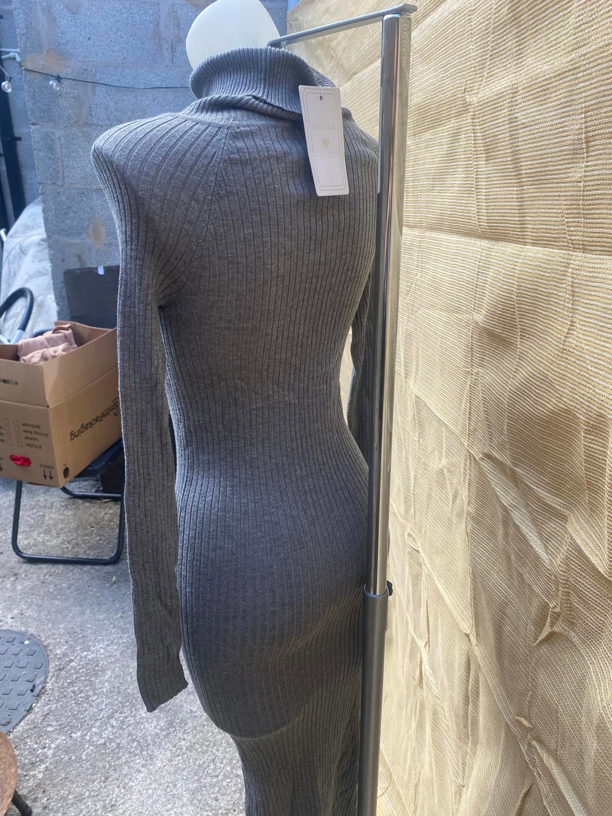 tight long polo neck dress 1209