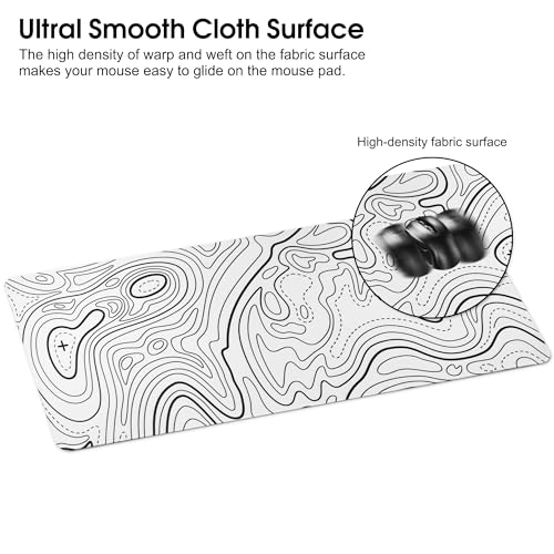 HoYiXi Mouse Pad for Home Office Work,Gaming Mouse Pad Desk Pad Soft Smooth Surface and Anti-Slip Rubber Base Waterproof Soft Cloth XX Mouse Mat 600 x 300 x 3MM,White|B0CMZPZ1NS