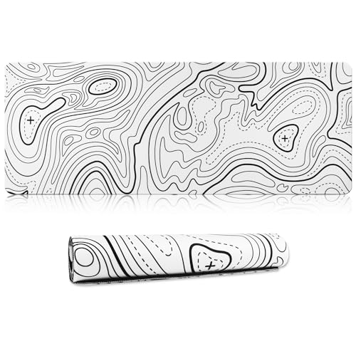HoYiXi Mouse Pad for Home Office Work,Gaming Mouse Pad Desk Pad Soft Smooth Surface and Anti-Slip Rubber Base Waterproof Soft Cloth XX Mouse Mat 600 x 300 x 3MM,White|B0CMZPZ1NS