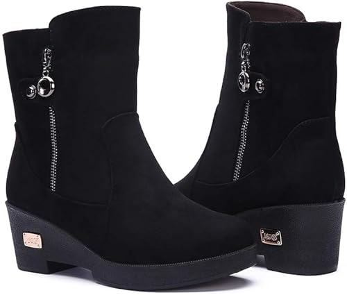 Womens Winter Boots Winter Boots Snow Boots Suede Winter Boots Warm Slip On Booties Lined Wedge Heel Shoes