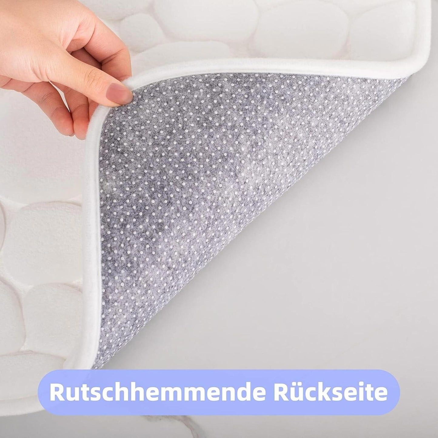 Memory Foam Bath Mat Rug Absorbent Non-Slip 50 x 80 cm, White