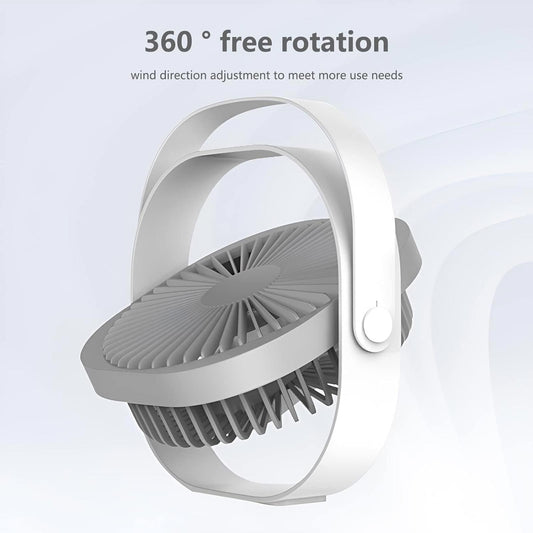 Condinggen Portable Small Desk Fan,360 Degrees Rotatable Table Fan, White, New