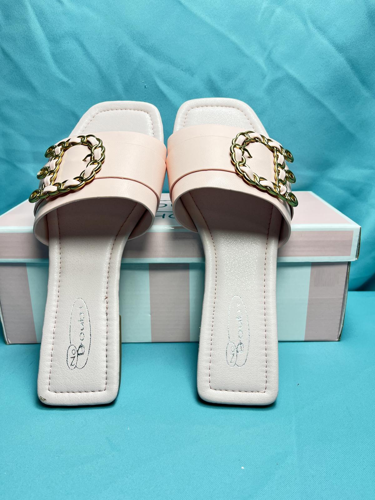 Woman's size 6 pink Open Toe Flats 2151