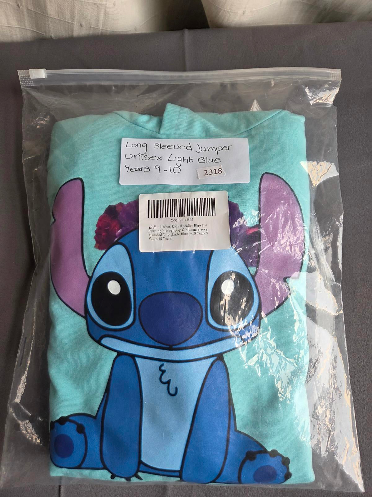 years 10-11 kids children's child Long Sleeved Light Blue Thin stitch Jumper unisex 2318