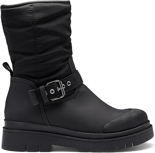 DREAM PAIRS Women's Snow Boots, Smooth PU Thick Sole with Strap Trim on The RIST