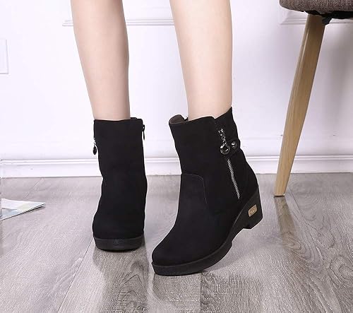 Womens Winter Boots Winter Boots Snow Boots Suede Winter Boots Warm Slip On Booties Lined Wedge Heel Shoes