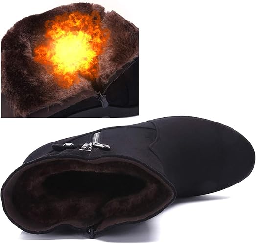 Womens Winter Boots Winter Boots Snow Boots Suede Winter Boots Warm Slip On Booties Lined Wedge Heel Shoes