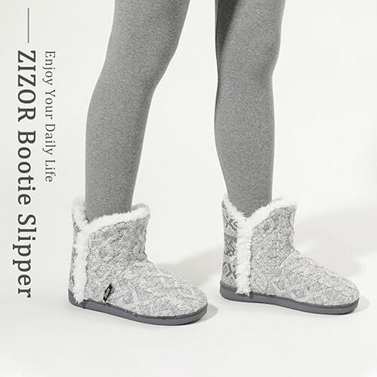 Ladies' Womens Jenna Knit Slipper Boots Memory Foam Fur Lined SIZE 8