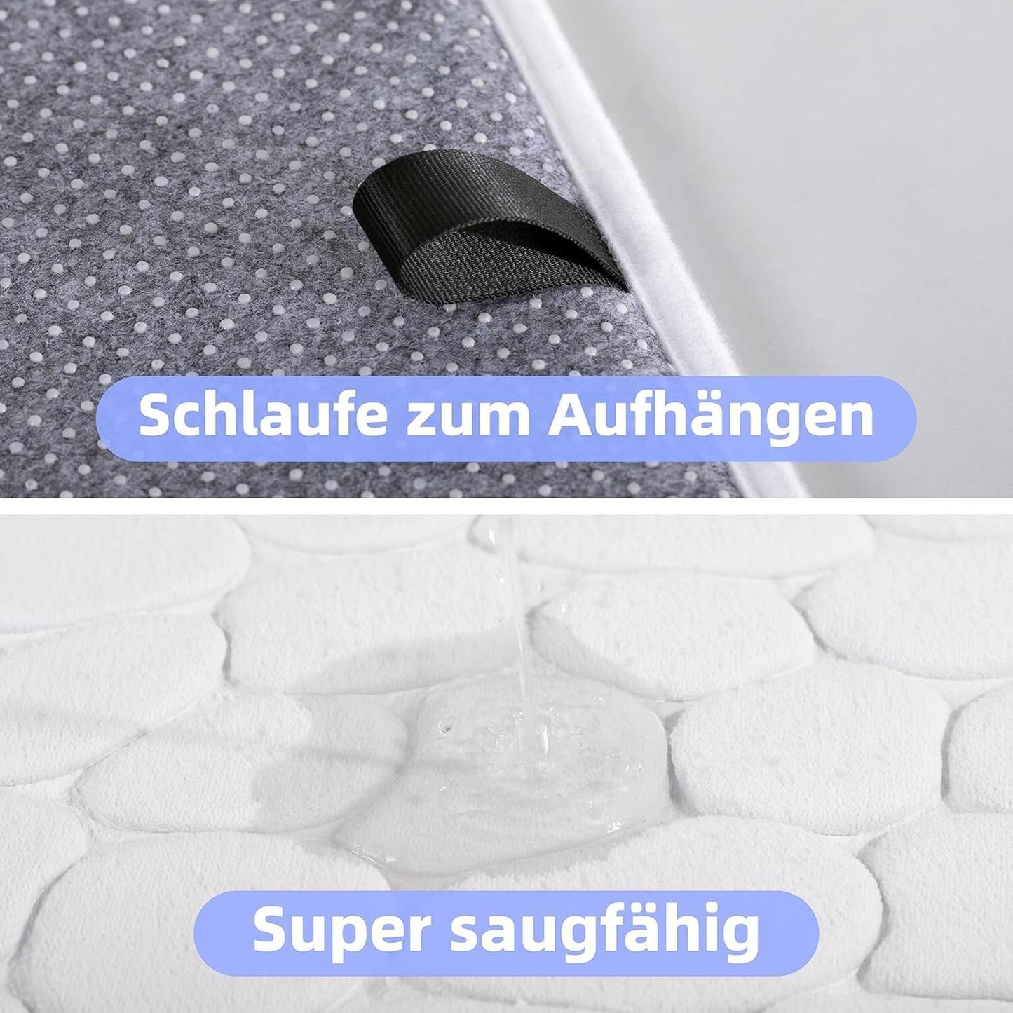 Memory Foam Bath Mat Rug Absorbent Non-Slip 50 x 80 cm, White