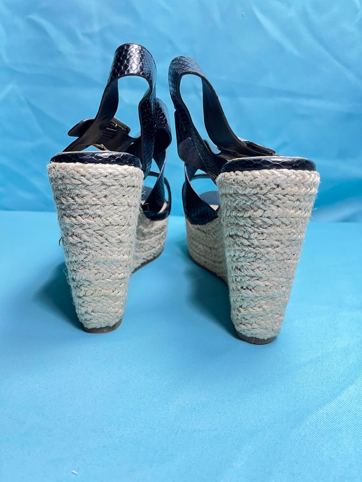Woman's size 6 Black open toe wedges 1387