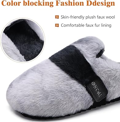 Light Grey and Dark grey Size 6 Fluffy Slippers 2270