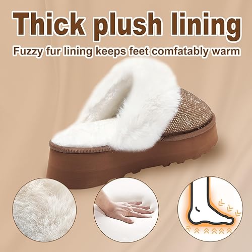 Waysoland Slippers Women,fluffy House Womens Memory Foam Ladies Slippers Non-Slip Faux Fur Comfy Winter House Shoes Indoor Outdoor