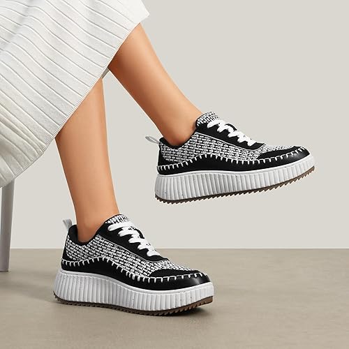 DREAM PAIRS Womens Trainers Platform Trainers Casual Fashion Road Running Shoes for Women SDFN2379W