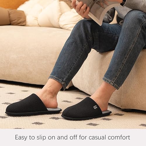 LongBay Men's Two-Tone Slippers Cozy Memory Foam House Shoes size 12-13