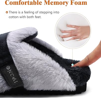 Light Grey and Dark grey Size 6 Fluffy Slippers 2270
