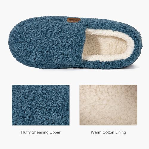 LongBay Women's Fuzzy Full Slippers Memory Foam Warm Winter House Shoes for Ladies Anti-Slip Indoor Rubber Sole