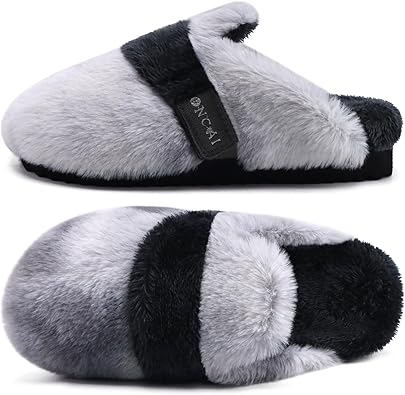 Light Grey and Dark grey Size 6 Fluffy Slippers 2270