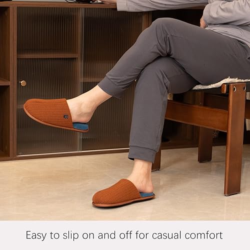 LongBay Men's Two-Tone Slippers Cozy Memory Foam House Shoes size 9