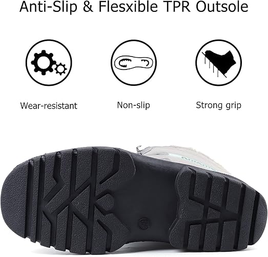 Knixmax Women's Men's Snow Boots Mucker Winter Shoes Waterproof Soles, Fur Lined, Stable Yard Boots, Lace-Up, Horse Riding, Hunting, Outdoor Walking
