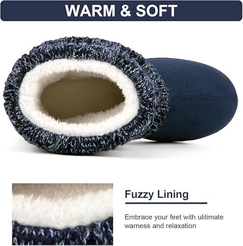 FamilyFairy Women's Woolen Yarn Knit Bootie Slippers Cute Plush Fleece Memory Foam House Shoes 2247