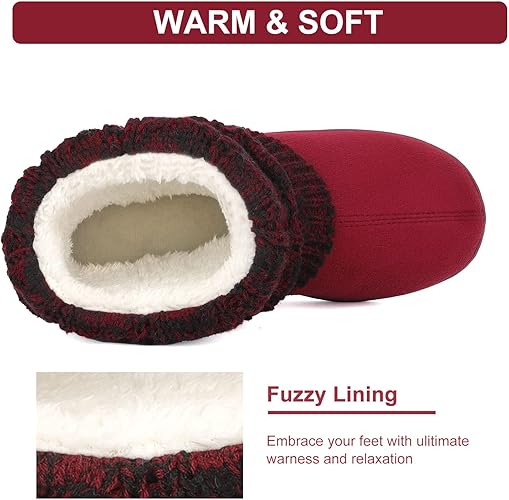 FamilyFairy Women's Woolen Yarn Knit Bootie Slippers Cute Plush Fleece Memory Foam House Shoes 2247