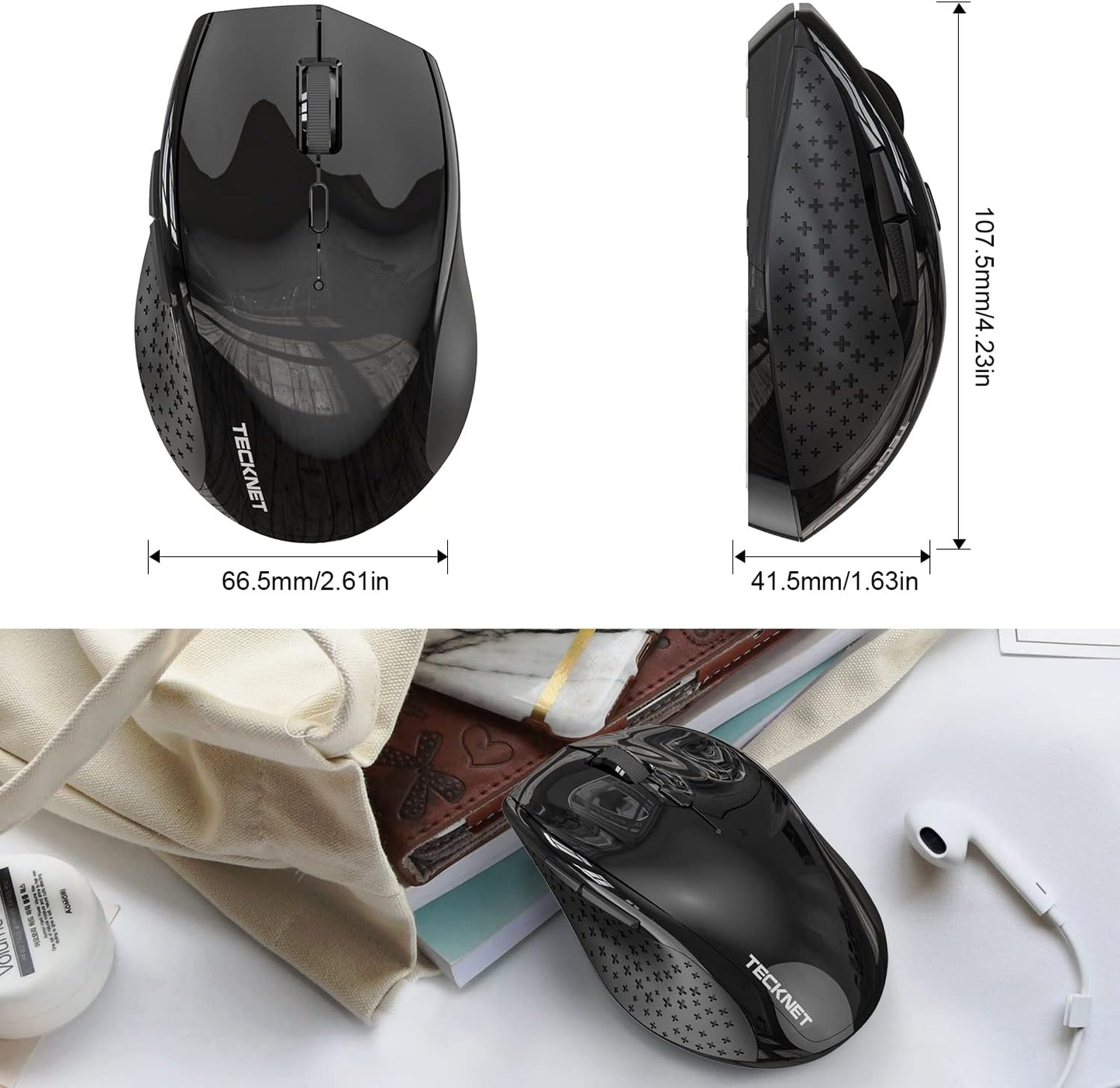 TECKNET 2.4G Wireless Mouse for Laptop, 4800 DPI Optical Computer Mice with 6 Adjustable Levels, 30 Months Long Battery Life Cordless Silent USB Mouse for Notebook, PC, Office Home Work