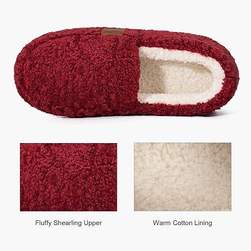 LongBay Women's Fuzzy Full Slippers Memory Foam Warm Winter House Shoes for Ladies Anti-Slip Indoor Rubber Sole
