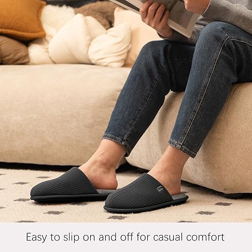 LongBay Men's Two-Tone Slippers Cozy Memory Foam House Shoes size 6-7