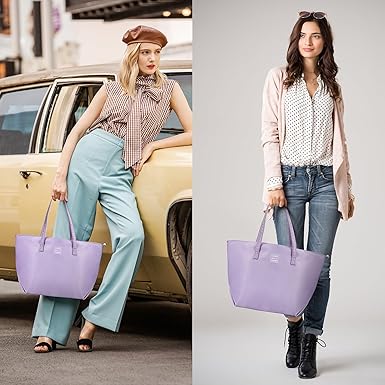 Pangogogo Mauve Nylon Tote Bag - Waterproof Women's Totes - 5 Compartments Tote Bags for Women for Work and Shopping