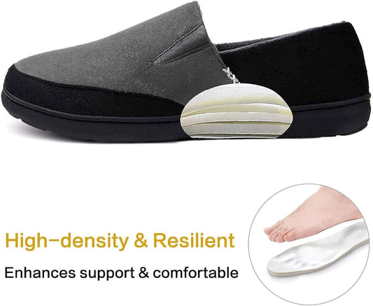 Zigzagger Men's fuzzy microsuade moccasin Slippers Memory Foam Indoor outdoor 1226