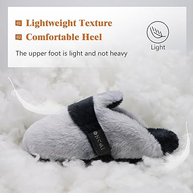 Light Grey and Dark grey Size 6 Fluffy Slippers 2270
