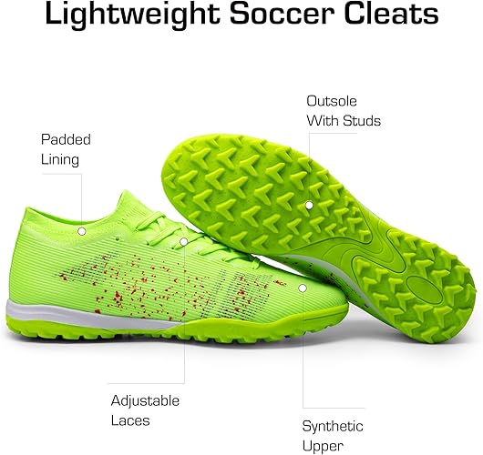 DREAM PAIRS Men Football Shoes, Outdoor Soccer Shoes for Athletes and Teen, Professional Fashion Trainer Running Shoes for School and Sport Shoes