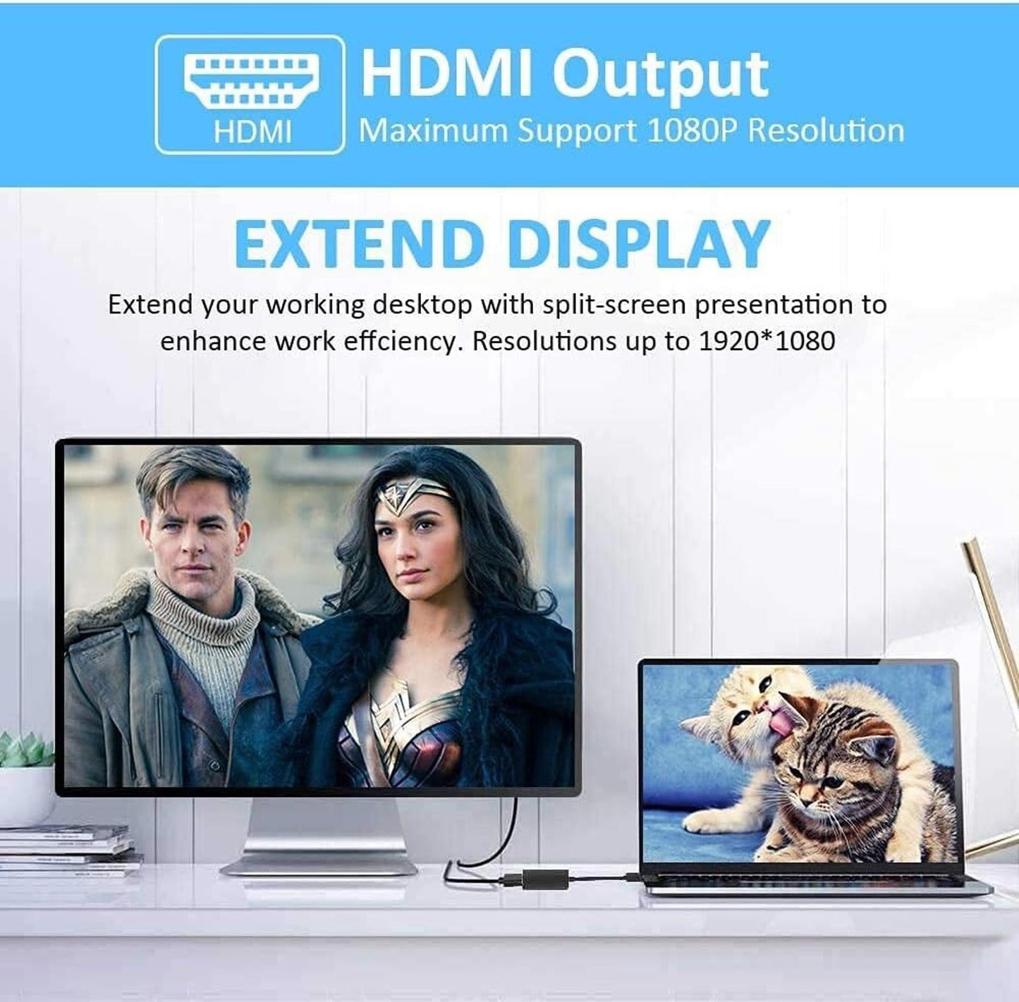 USB 3.0 To HDMI Audio Video Adaptor Converter Cable For PC HDTV 1080P UK