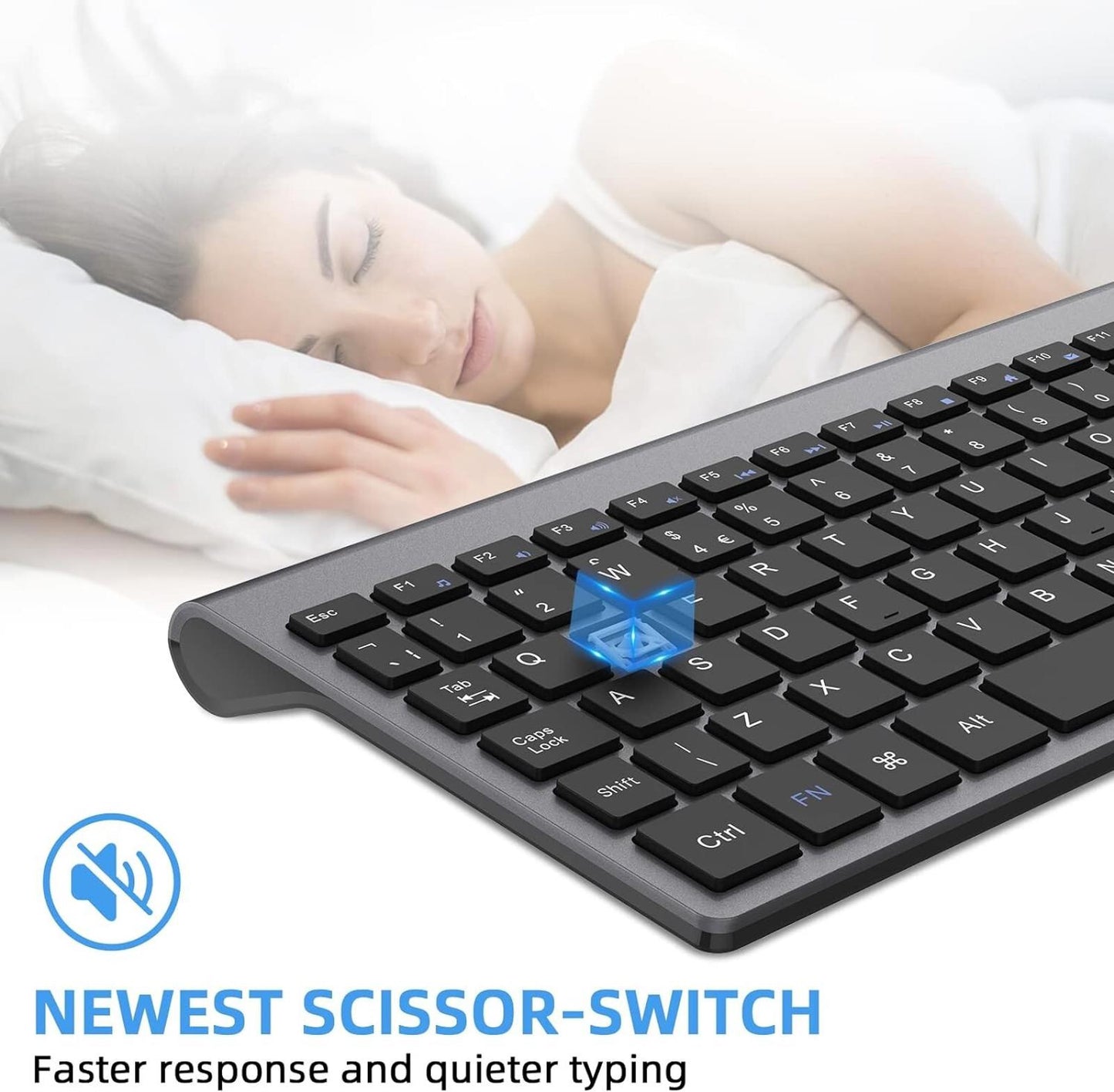 Cimetech Wireless Keyboard & Mouse Combo 2.4G Ultra-Thin Grey